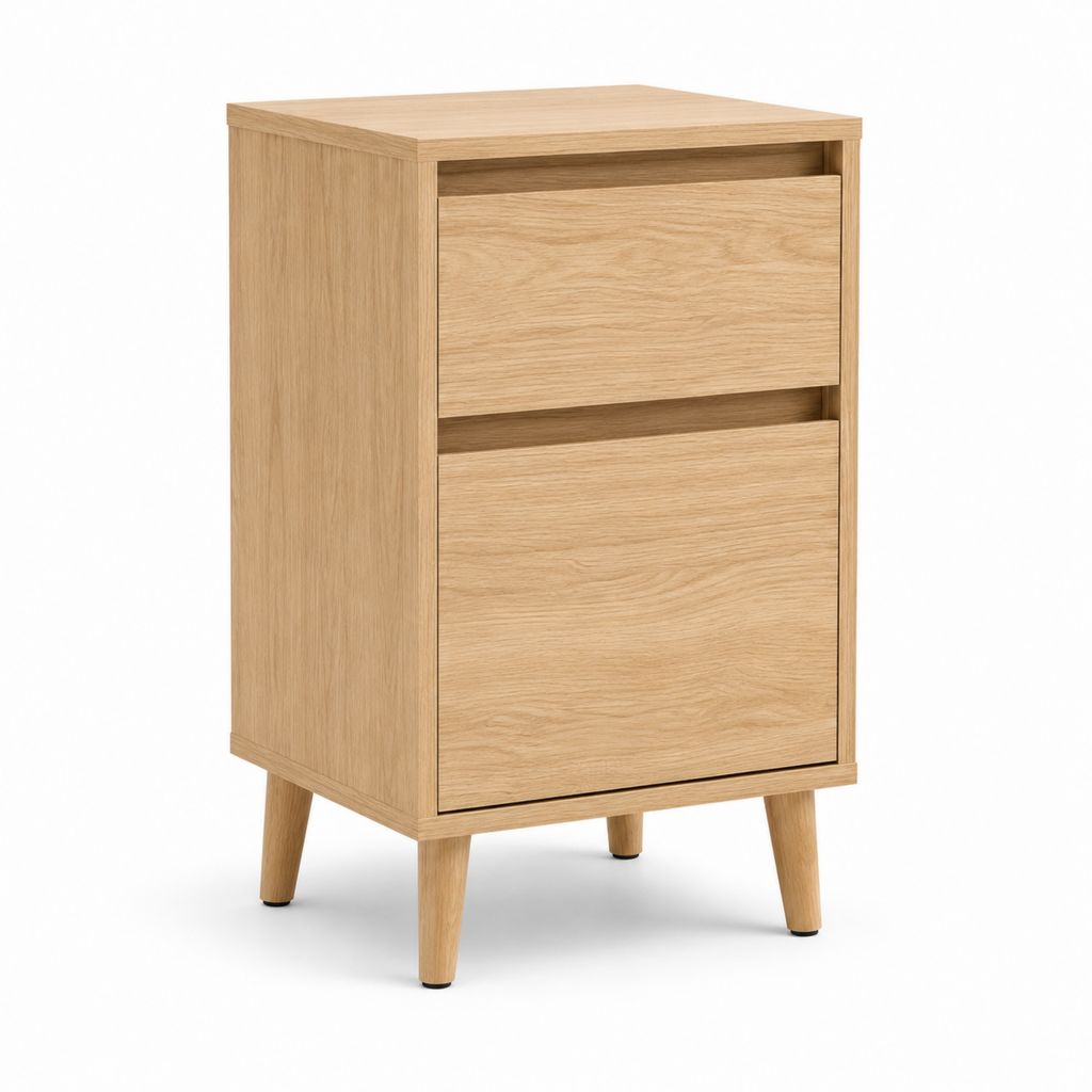 Nachttisch mit 2 Schubladen naturfarbene Spanplatte rechteckig 40 x 35 x 60 cm