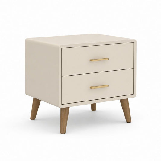Nachttisch mit 2 Schubladen Creme MDF rechteckig 50 x 40 x 50 cm