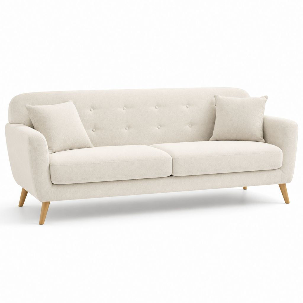 3-Sitzer Sofa Creme Polyester Rechteckig 200 x 85 x 84 cm