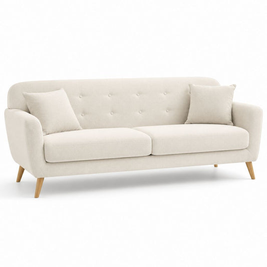 3-Sitzer Sofa Creme Polyester Rechteckig 200 x 85 x 84 cm