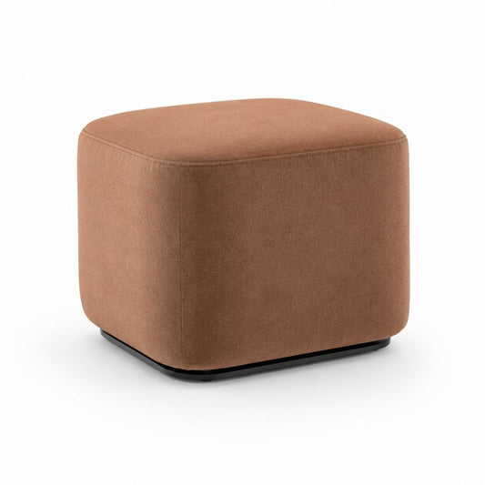 Fußhocker cognacbraun aus Polyester-Mikrofaser quadratisch 45 x 45 x 45 cm