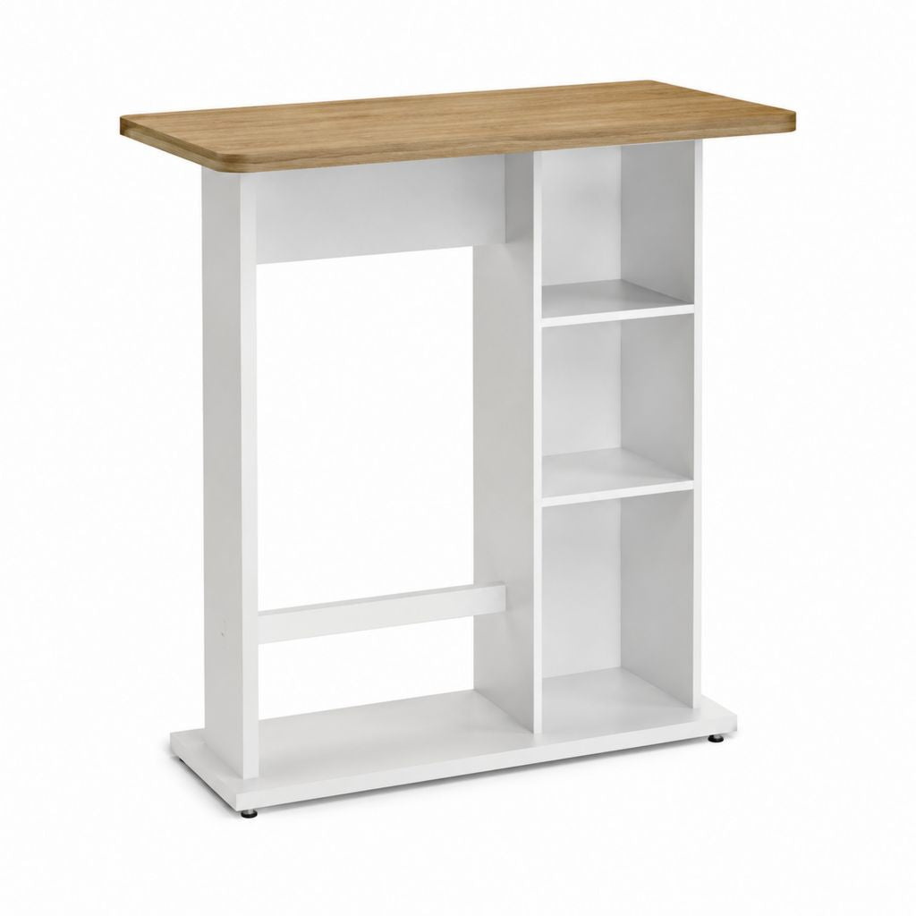 Bartisch mit Regal Weiß Eiche Dekor Spanplatte rechteckig 120 x 50 x 105 cm