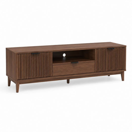 TV Lowboard Walnussbraun Holzwerkstoff rechteckig 180 x 40 x 60 cm mit 2 Türen und Schublade