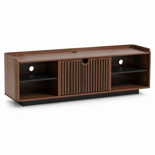 TV-Lowboard Nussbaumfurnier rechteckig mit Schiebetür und Kabeldurchführungen 160 x 40 x 55 cm