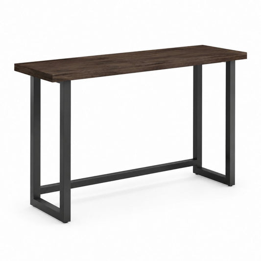 Bartisch rechteckig dunkelbraun Schwarz Spanplatte Stahl 120 x 60 x 105 cm