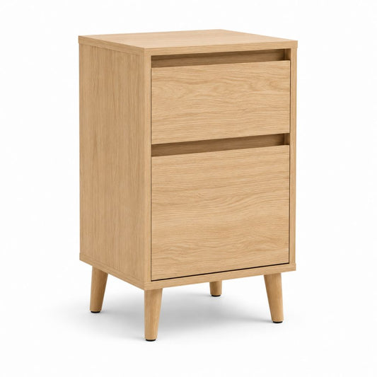 Nachttisch mit 2 Schubladen naturfarbene Spanplatte rechteckig 40 x 35 x 60 cm