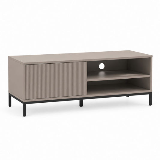 TV-Lowboard Greige aus Spanplatte und Stahl rechteckig mit Schiebetür 140 x 40 x 55 cm