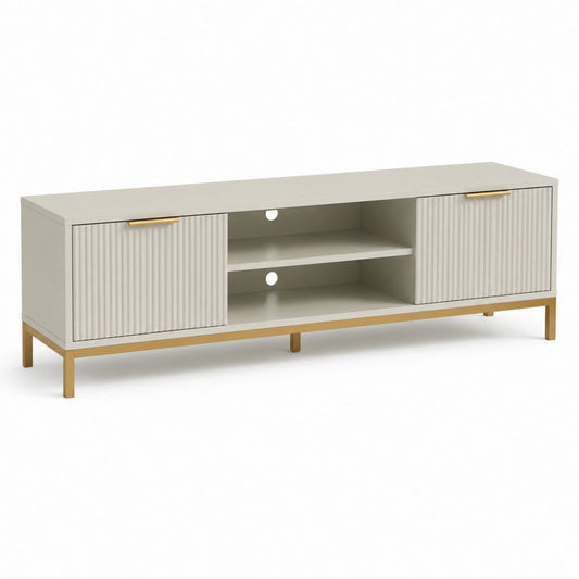 TV-Lowboard Beige Gold aus MDF und Stahl rechteckig 160 x 40 x 60 cm