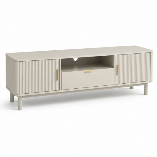 TV-Lowboard Creme MDF Rechteckig mit 2 Türen 1 Schublade 160 x 40 x 55 cm