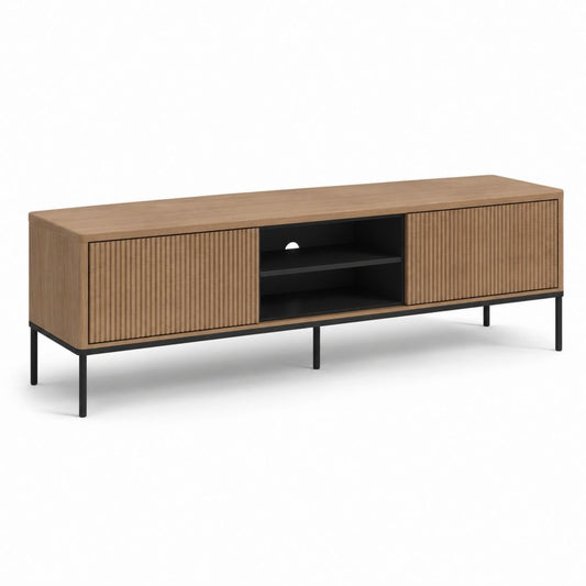 TV Lowboard Eicheoptik Spanplatte rechteckig mit 2 Türen 160 x 40 x 55 cm
