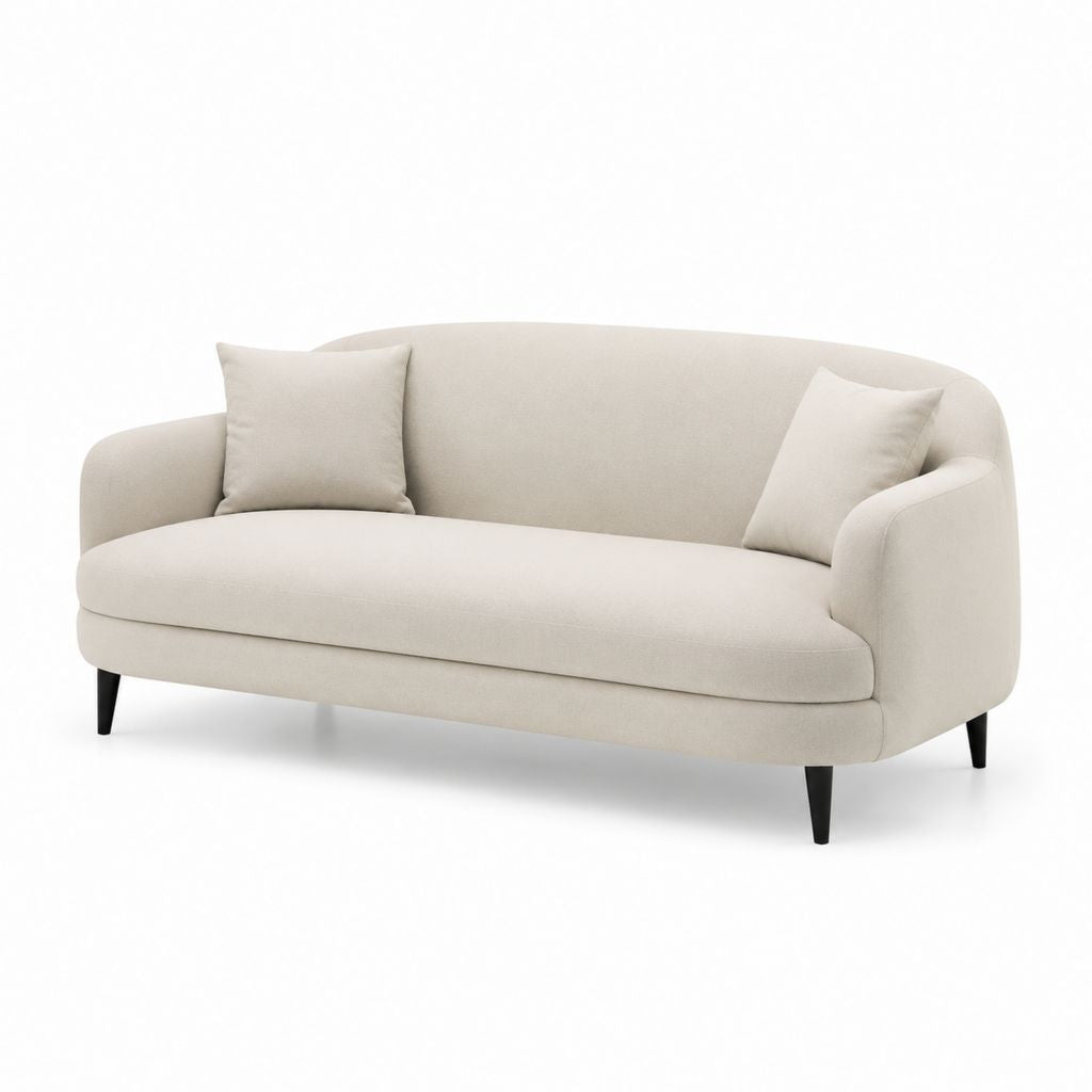 3-Sitzer Sofa Creme Polyester Gerade Form 220 x 92 x 80 cm
