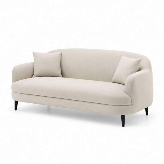 3-Sitzer Sofa Creme Polyester Gerade Form 220 x 92 x 80 cm